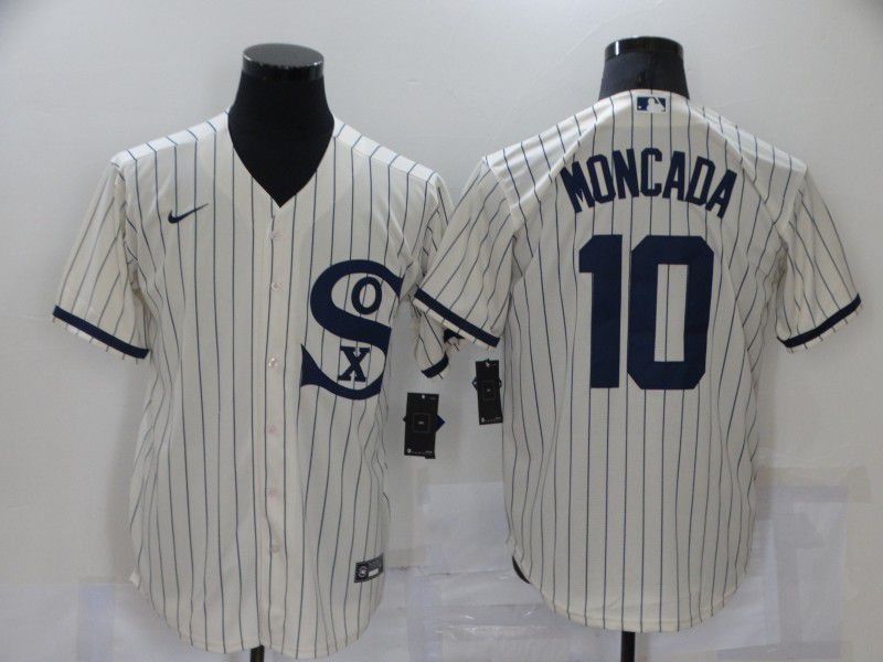 Men Chicago White Sox #10 Moncada Cream stripe Dream version Game Nike 2021 MLB Jersey->chicago white sox->MLB Jersey